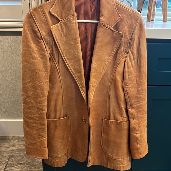 Vintage Western Wear 💫 Triumvirate camel 🐪 leather jacket - Picture 3 of 9